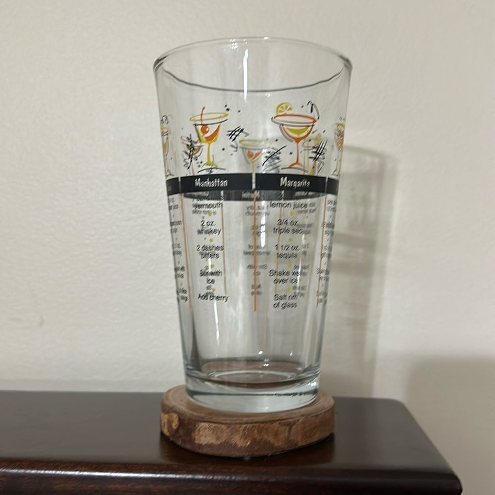 Vintage Cocktail Recipe Mixer Glass
